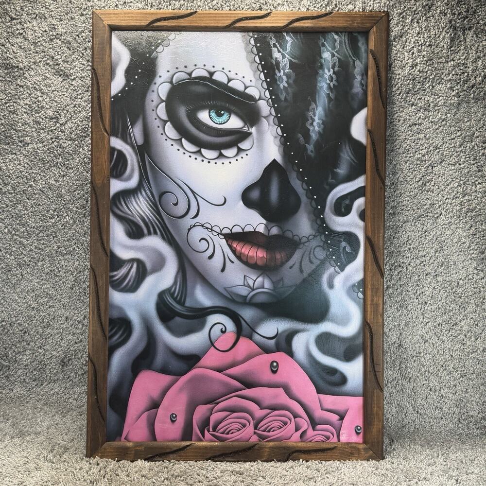 Mexican Día de los Muertos Day of the Dead Catrina Painting WithFrame 35InX23in